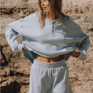 Light Blue Oversized Sweatshirt and Shorts Set